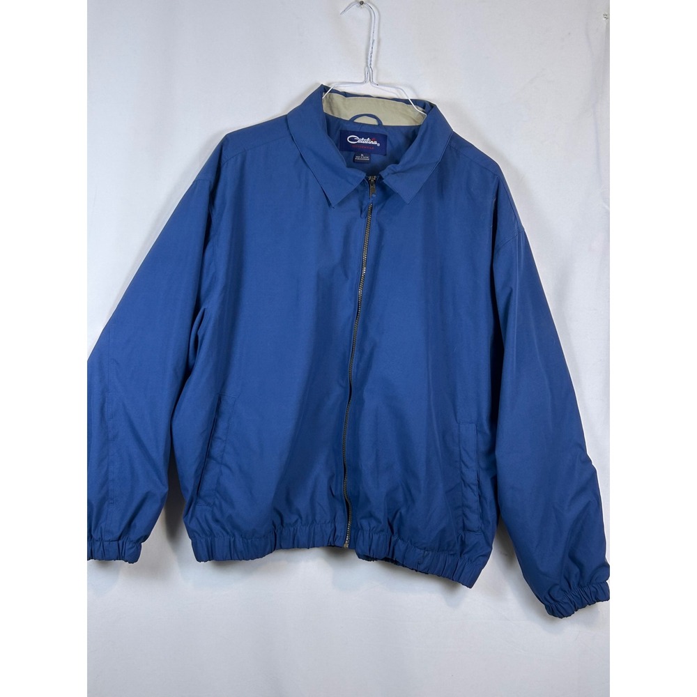Catalina Outerwear Mens XL Blue Harrington Jacket Full Zip Windbreaker Coat